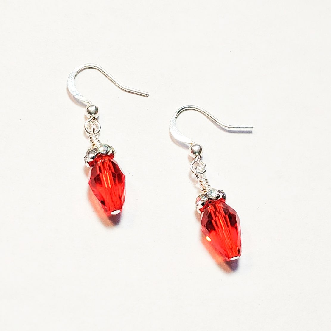 Red Christmas Bulb Earrings with Crystal Accents